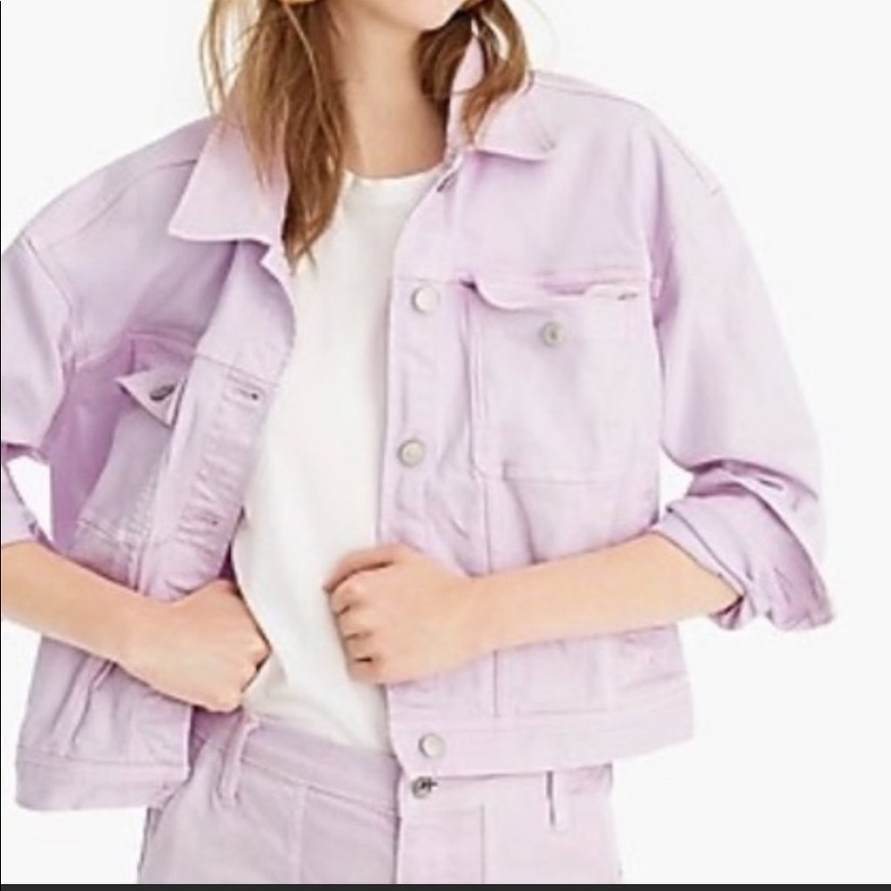 J Crew Classic Denim Jacket in Light Purple Lilac Lavender Xs